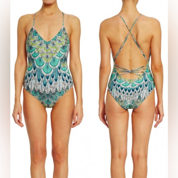 Mara Hoffman Other - Mara Hoffman Swim Backless Feather Print One Piece Swimsuit Size XS NWT